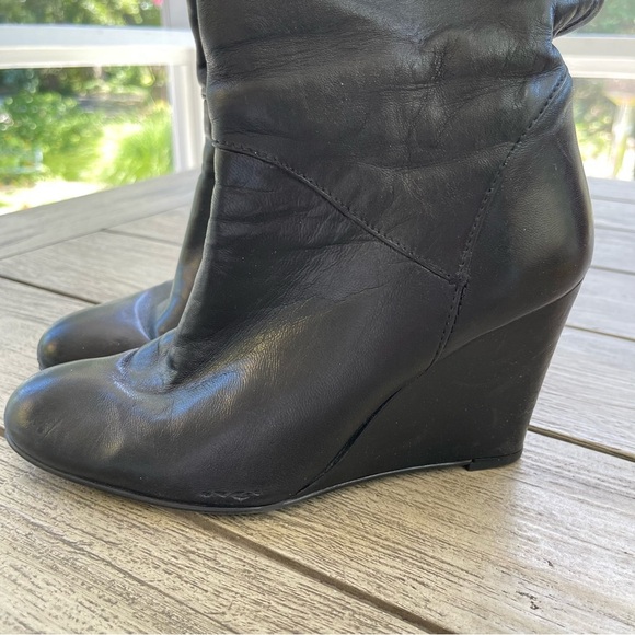 Stuart Weitzman Black Over the Knee Wedge Boots Womens Size 7 - Picture 2 of 12